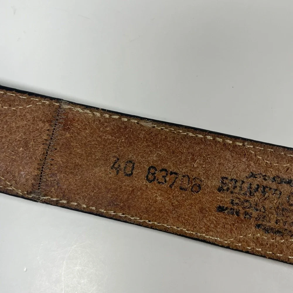 Vintage Silver Canyon Tooled Leather Eagle Belt Mens 40 Brown Western Cowboy